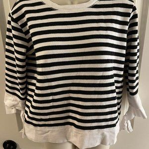 Gibson Women’s Top With Tie Sleeve Black And White